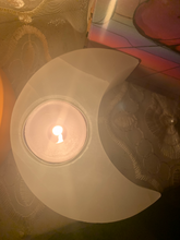 Load image into Gallery viewer, Selenite Crescent Moon Tea Light Holder